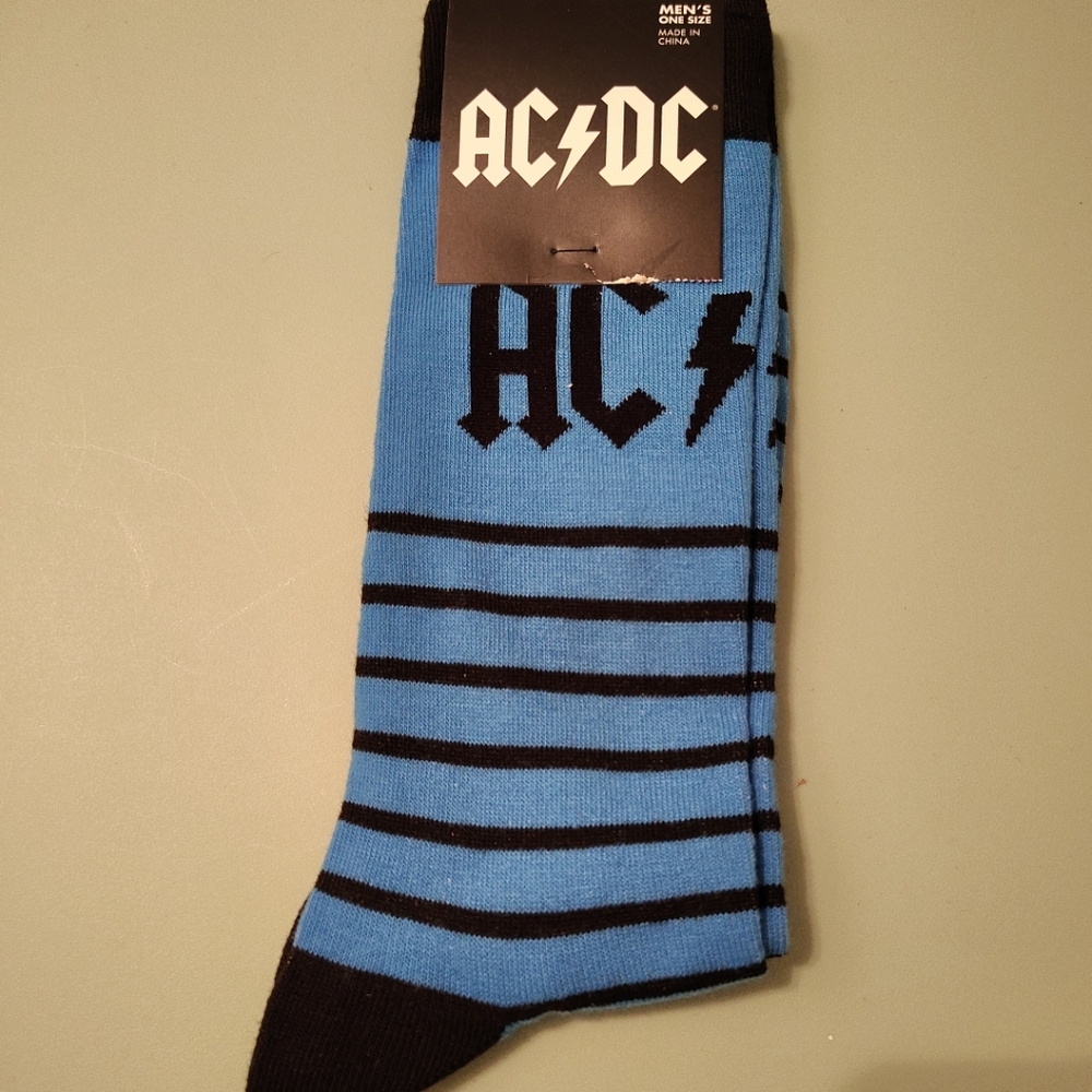 AC/DC Men's Blue and Black Socks